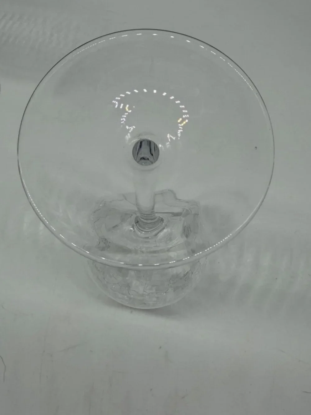 (2) Pier 1 Crackle Angled Rim Clear Slanted  Balloon Red Wine Glasses Disc 2017